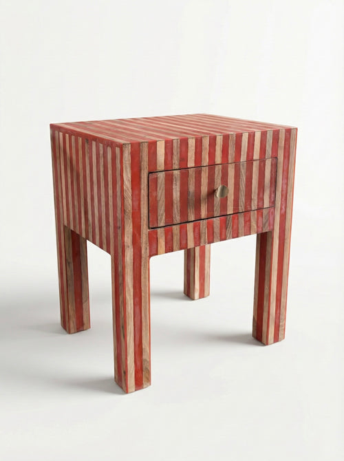 Coppia Comodino "Optical" Legno cedro e Resina