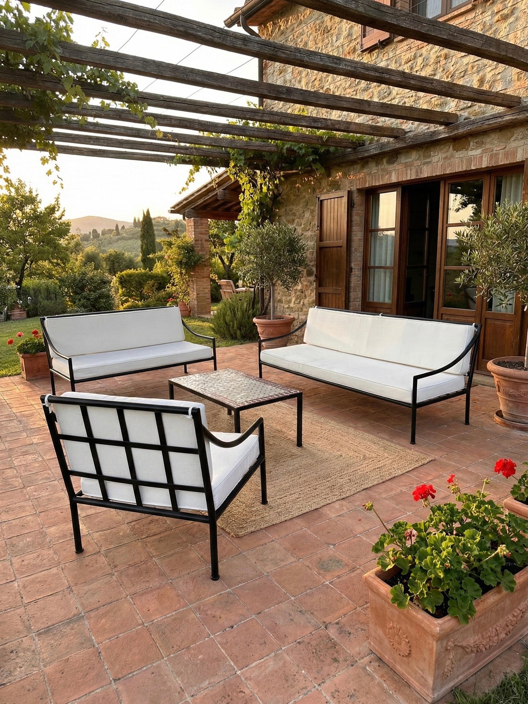 Divano tre posti di ferro "Tubolare"