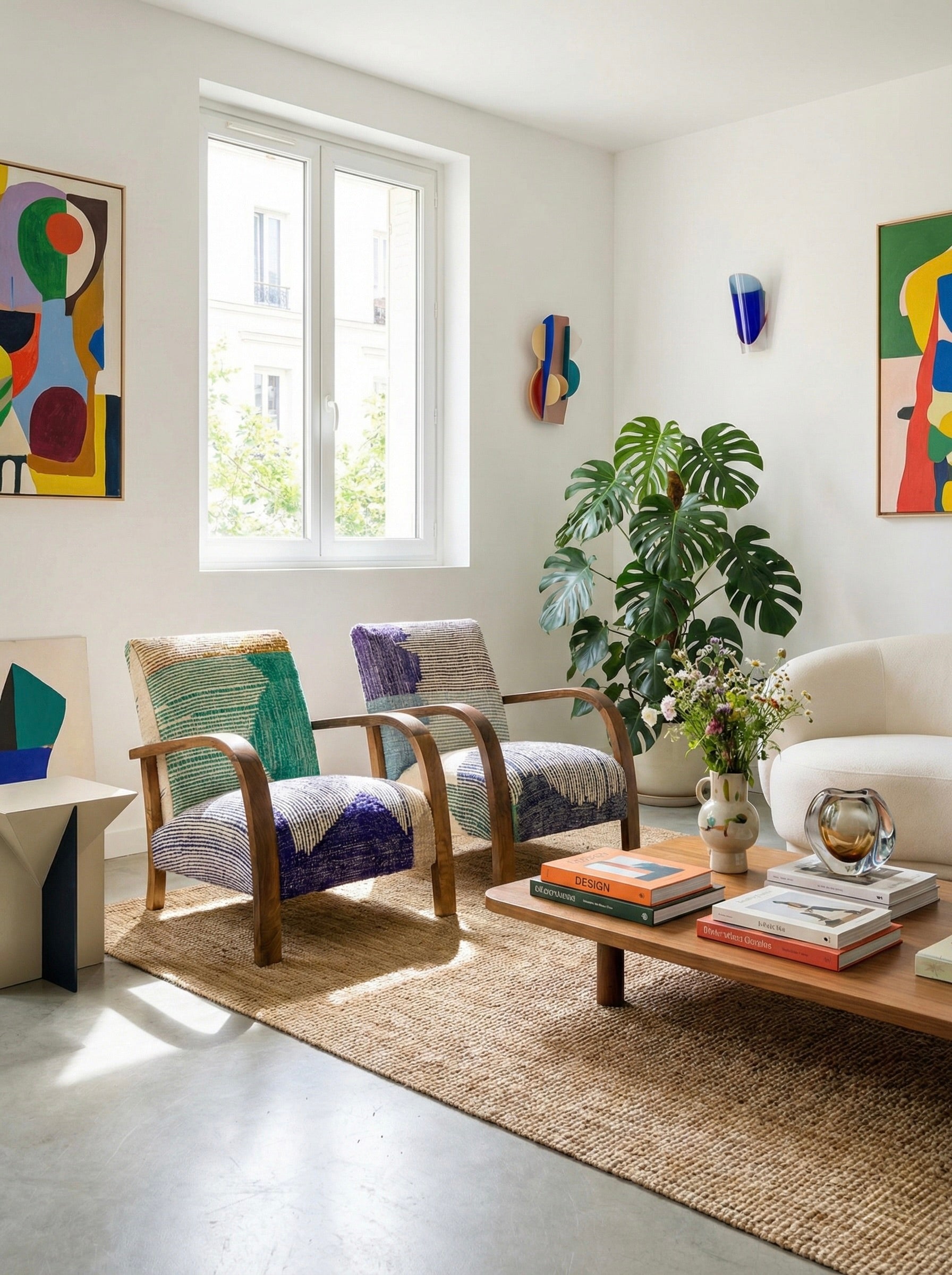 Poltrone cedro e pattern astratto