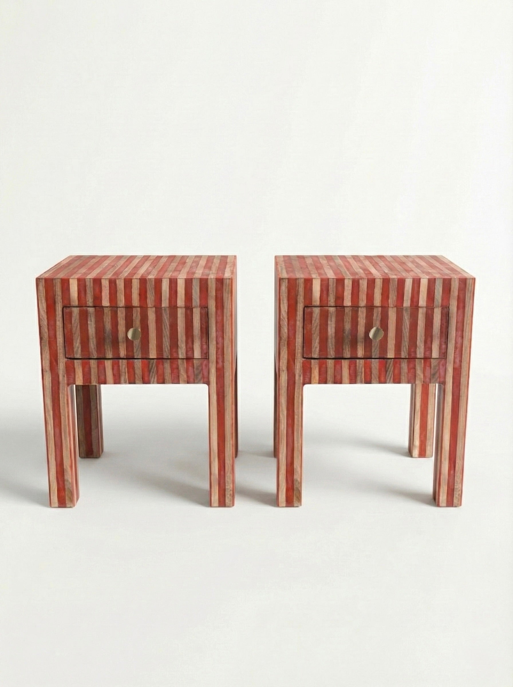 Coppia Comodino "Optical" Legno cedro e Resina