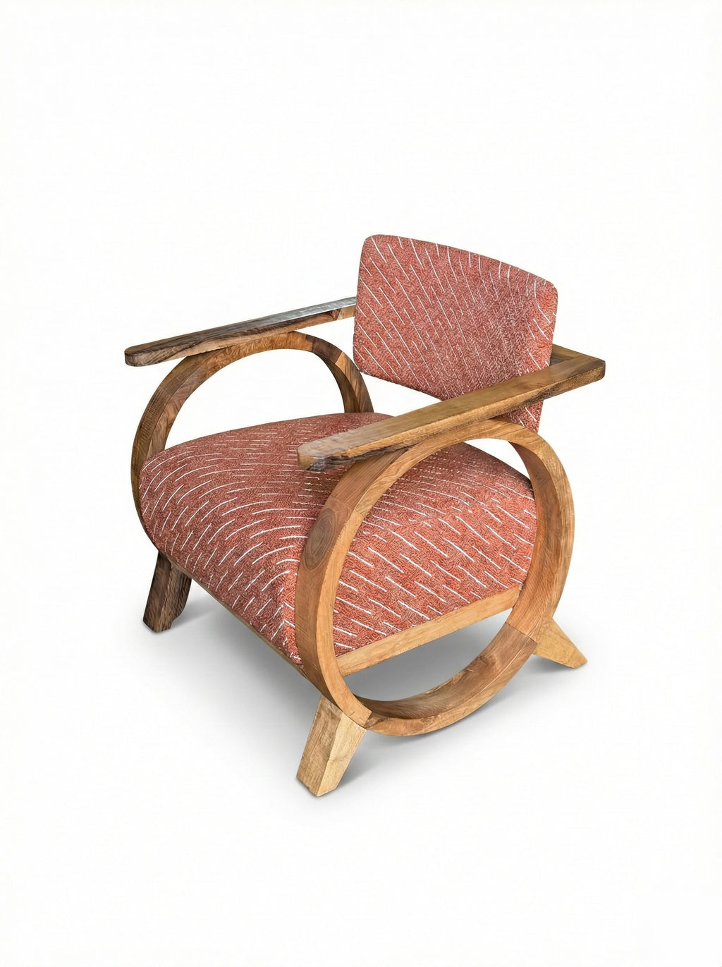 Coppia poltrona Cedro e Tessuto color "Terracotta"