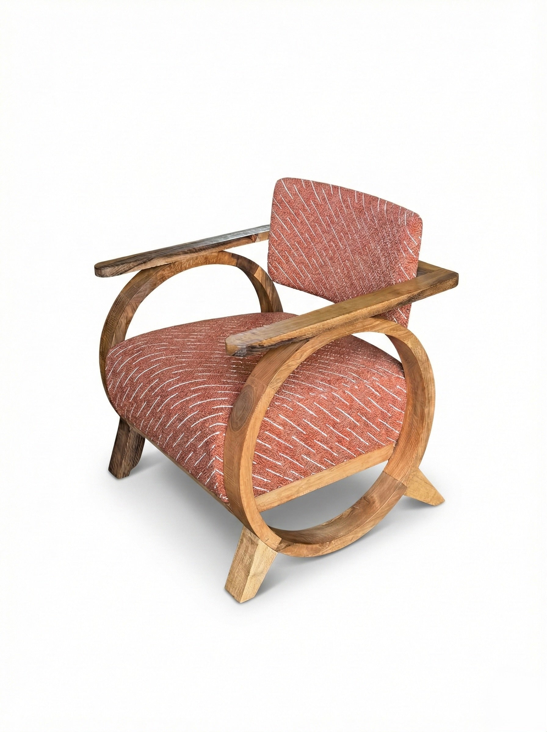 Coppia poltrona Cedro e Tessuto color "Terracotta"