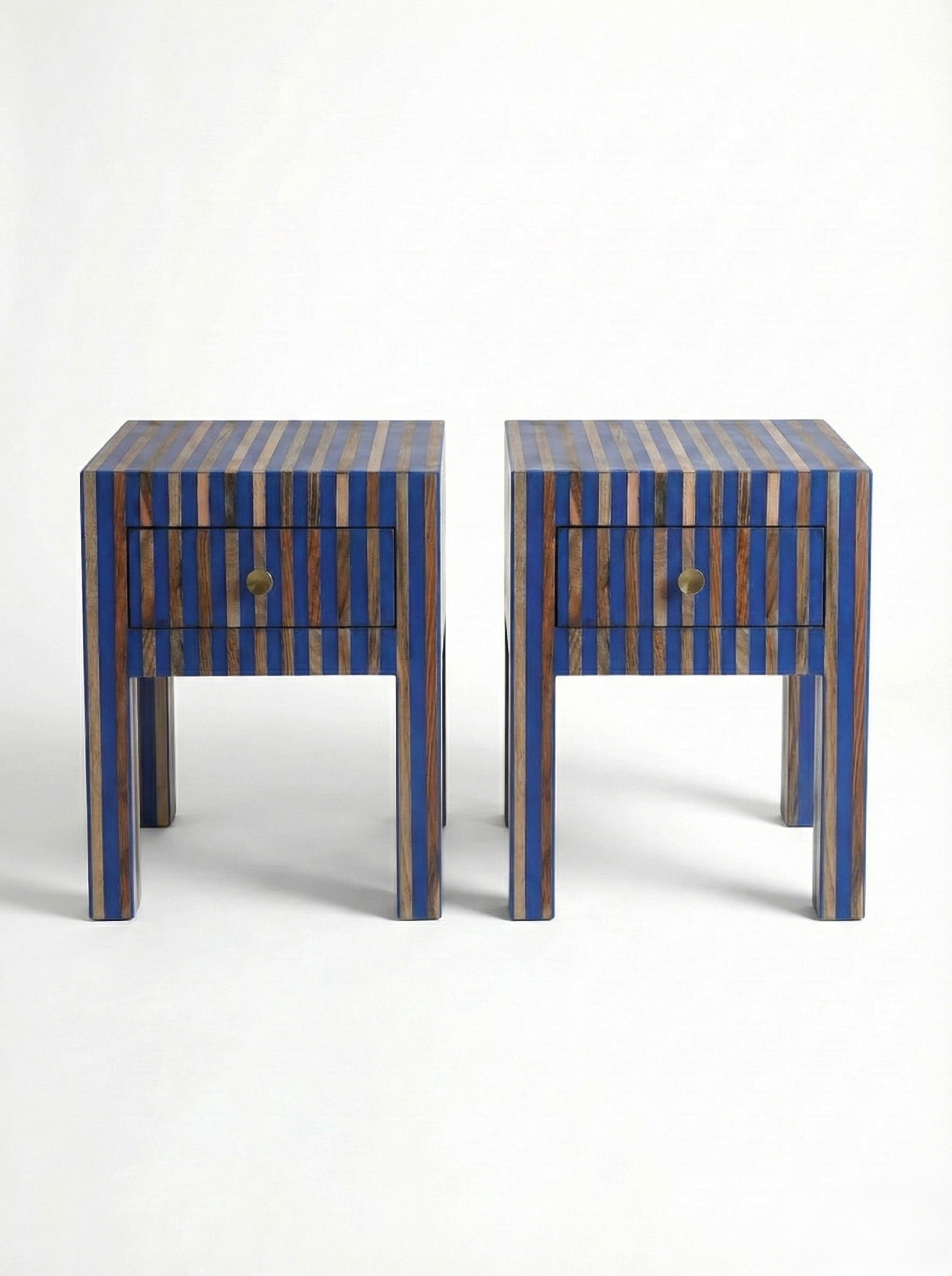 Coppia Comodino "Optical" Legno cedro e Resina