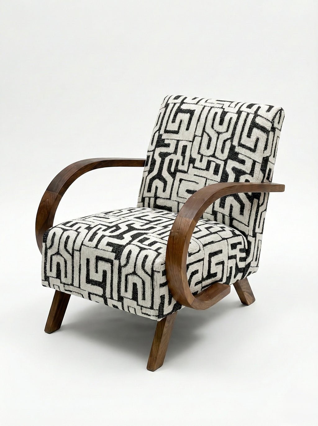 Coppia poltrona Cedro e tessuto color bianco nero