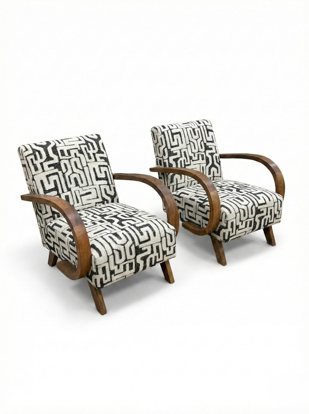 Coppia poltrona Cedro e tessuto color bianco nero